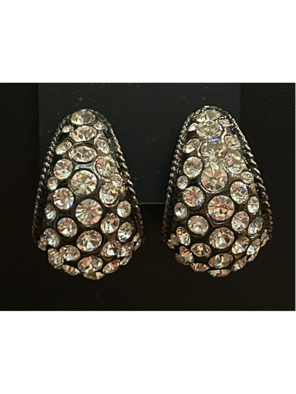 Women's glamorous Rhinestone Clip-On Earrings, One Size, Silver and Clear